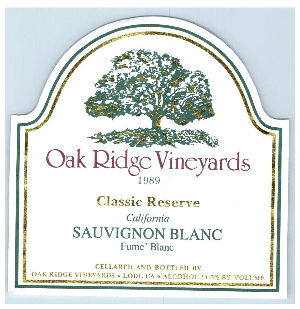 Vintage Oak Ridge Vineyards Classic Reserve Blanc Paper Wine Label Original S84E