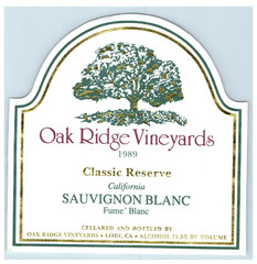 Vintage Oak Ridge Vineyards Classic Reserve Blanc Paper Wine Label Original S84E