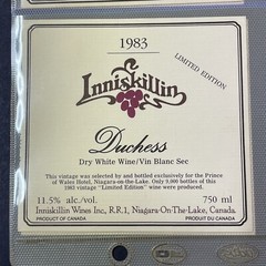 Vintage 1983 Inniskillin Winery Duchess Wine UNUSED Paper Label Niagara Q95