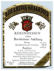 1970&rsquo;s-80&rsquo;s Rheinhessen Bornheimer Adelberg German Wine Label Original S17E