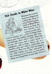 1945 Wine Advisory Board Print Ad Food Advertising Fish Steak White Wine Vintage