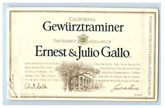Vintage Gewurztraminer Ernest & Julio Gallo Wine Paper Wine Label Original S83E