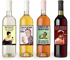 8 RETRO Funny Wine Bottle Labels -Party Favors For Adults 5 Inch X 4 Inch