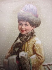 1895 ADVERTISING CARD PURE CALIFORNIA WINES 3X6&Prime; SMALL GIRL IN WINTER