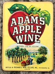 1940s Richards Adams Apple Wine Bottle Label Vintage NOS Old Stock Ephemera Art