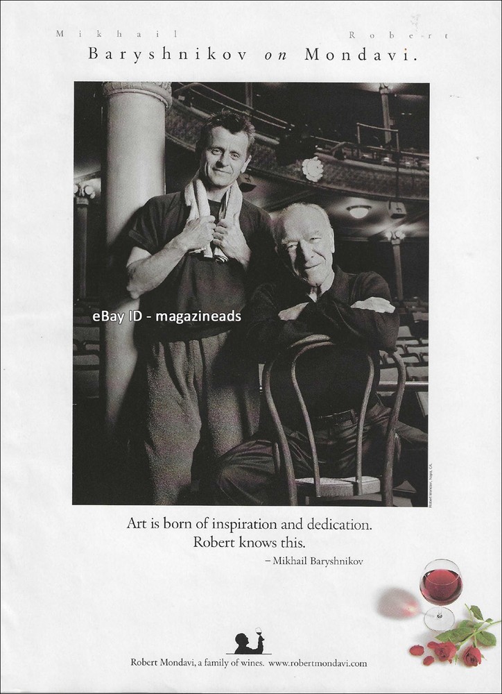 vintage MONDAVI Wines 1-Page PRINT AD 2000 MIKHAIL BARYSHNIKOV Art is Born