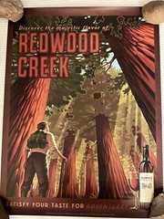 18×24 Redwood Creek WINE POSTER Art Advertising *Hiker *Giant Redwoods Trees