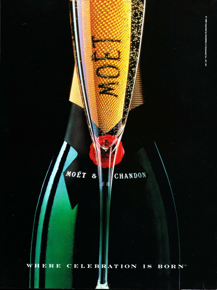 MOET & CHANDON CHAMPAGNE AD #3 RARE 1992 OUT OF PRINT VINTAGE
