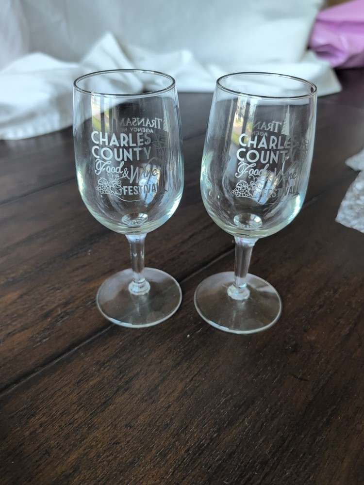 Charles County Food & Wine Festival Souvenir Wine Glasses (2)