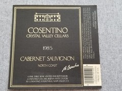2 Vtg Cosentino Cellars Wine Bottle Paper Labels Cabernet Chardonnay California