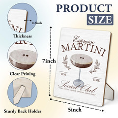 Martini Cocktail Bar Sign, Espresso Martini Gifts Wooden Stand Sign 5&Prime;X7&Prime;, Cockt
