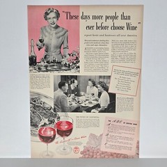 1940 Wine Advisory Board Vintage Ad Wines Of California Helen Sprackling Hostess