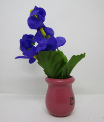 J. Wile & Sons Napa Valley Wines Miniature Clay Planter with Fake Purple Flowers