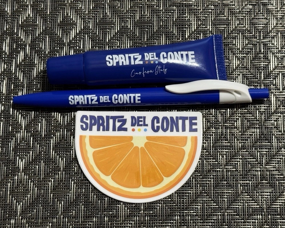 Spritz Del Conte Promotional Lot Pen Sticker Lip Balm Advertising Italy New