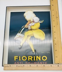 Vintage Fiorino Asti Spumante Jean d&rsquo;Ylen Art Deco 3D Advertising Print Framed.