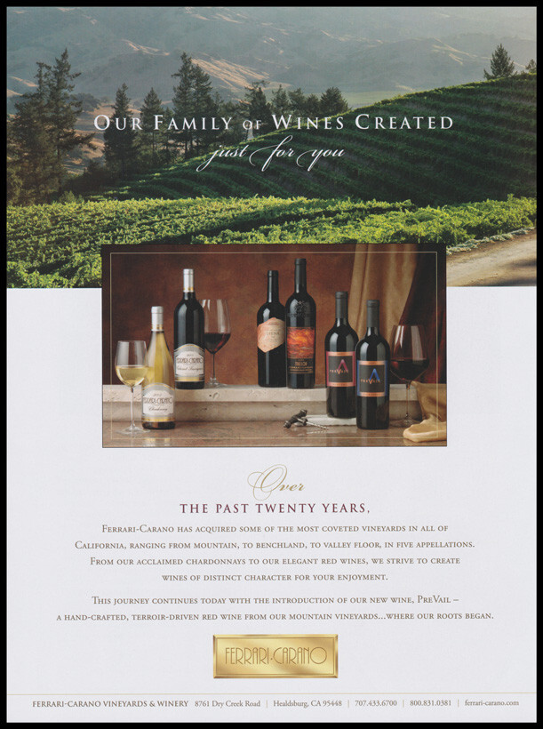 Ferrari Carano wine print ad 2007 photo of fields