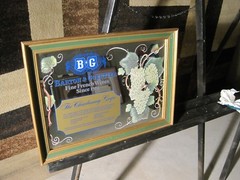 B & G BARTON & GUESTIER « Fine French Wines » WOOD FRAMED MIRROR SIGN 20×15&Prime;