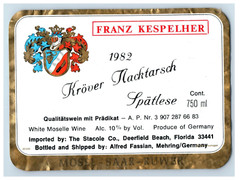 1960&rsquo;s-80&rsquo;s Krover Nacktarsch German Wine Label S73E