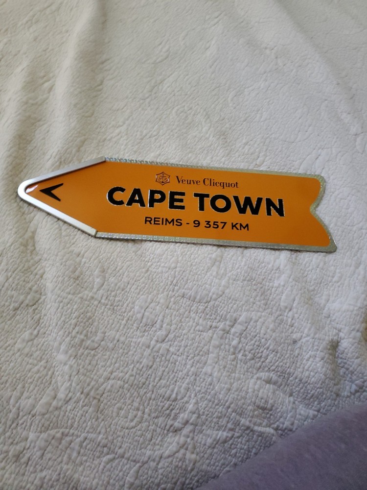 Champagne Veuve Clicquot Orange Tin Arrow Destination CAPE TOWN Sign Only