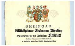1960&rsquo;s-80&rsquo;s Mittelheimer Gehmann Riesling German Wine Label S73E