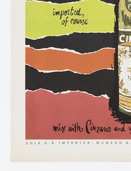 1965 Cinzano vermouth advertisement. Vintage original bright colors.