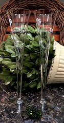 RARE Vintage 1970’s PERRIER JOUET Trumpet Champagne Flutes (2) PRISTINE!