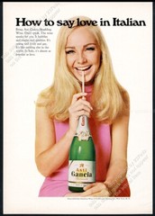 1967 Gancia Asti Spumante wine smiling woman with bottle photo vintage print ad