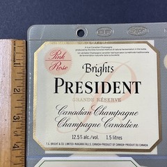 Vintage Brights Winery President Pink Champagne UNUSED Paper Label Q160