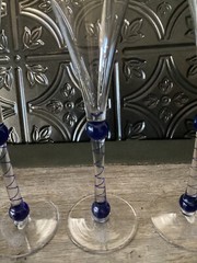 Martini & Rossi Asti 2000 Millennium Champagne Flutes Blue Design 9.5&Prime; Set of 3