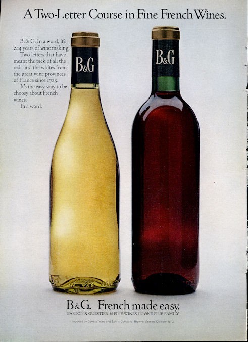 1969 B&G PRINT AD French Wine Vintage Bottles