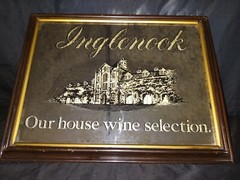 Vintage Inglenook Vineyards Winery Smoked Mirror Bar Sign Wooden Frame