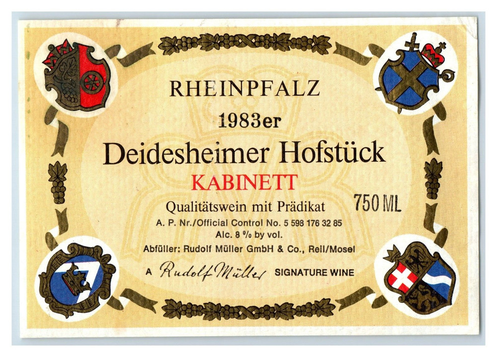 1983 Deidesheimer Hofstuck Rudolf Muller German Wine Label Original S9