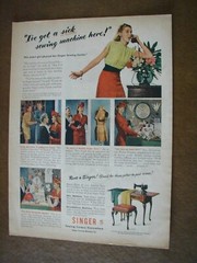 1944 Singer Sewing Machines, Ritz Crackers 2 sided Vintage PRINT AD 66