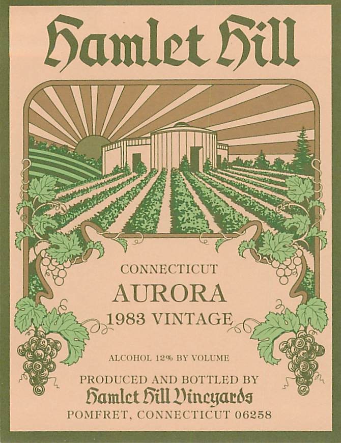 Hamlet Hill Aurora Pomfret Connecticut 1983 Vintage Wine Label