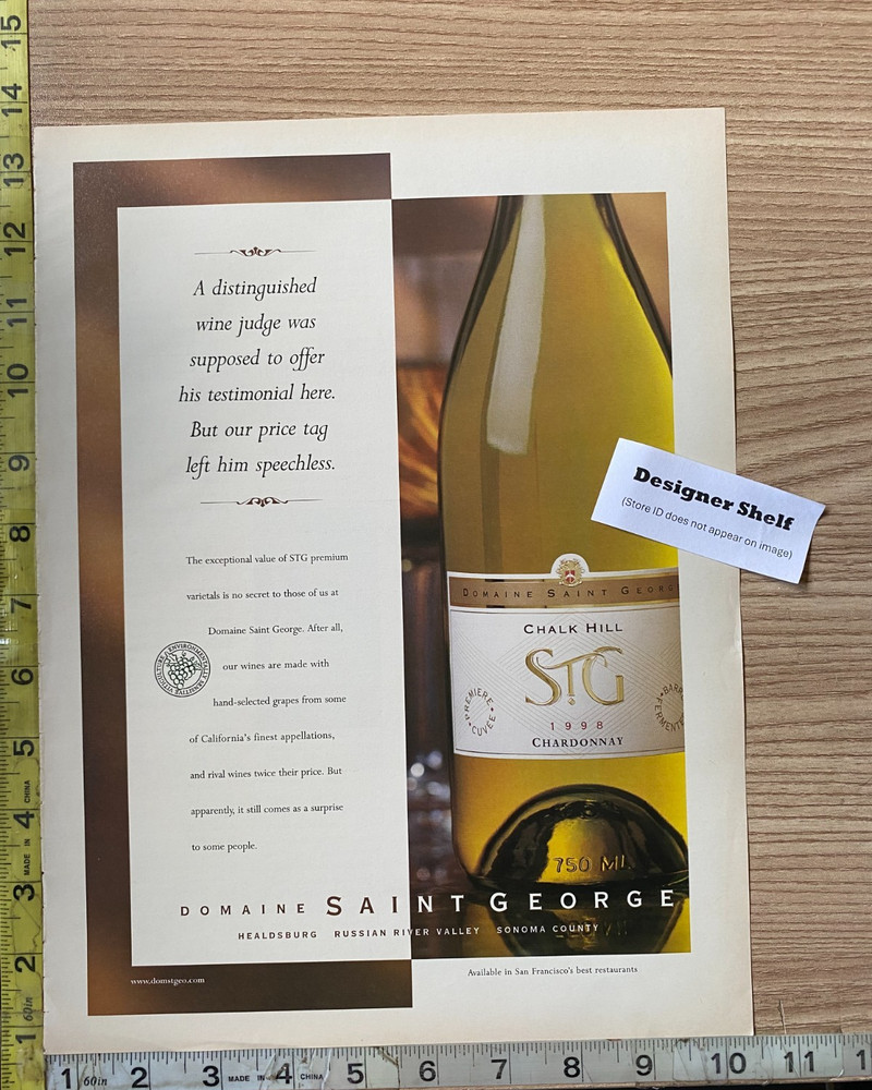 Domaine Saint George Chardonnay Wine 1998 Magazine Print Advertisement