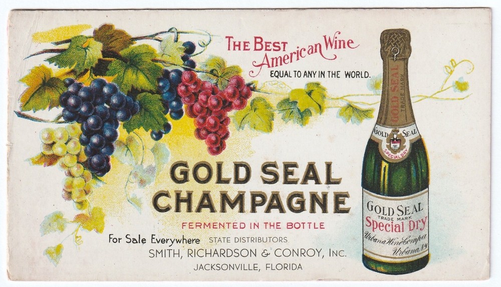 Gold Seal Champagne – Urbana NY – Wine Advertising Litho Blotter ca 1910