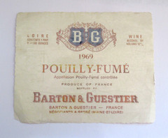 Vintage 1969 Barton and Guestier Pouilly-Fume Wine Label France