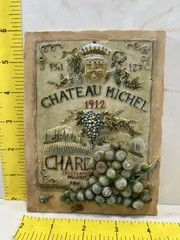 FRENCH WINERY « CHATEAU MICHEL 1912 CHARDONNAY » Hanging Wall Plaque 4.5&Prime; x 6.25&Prime;