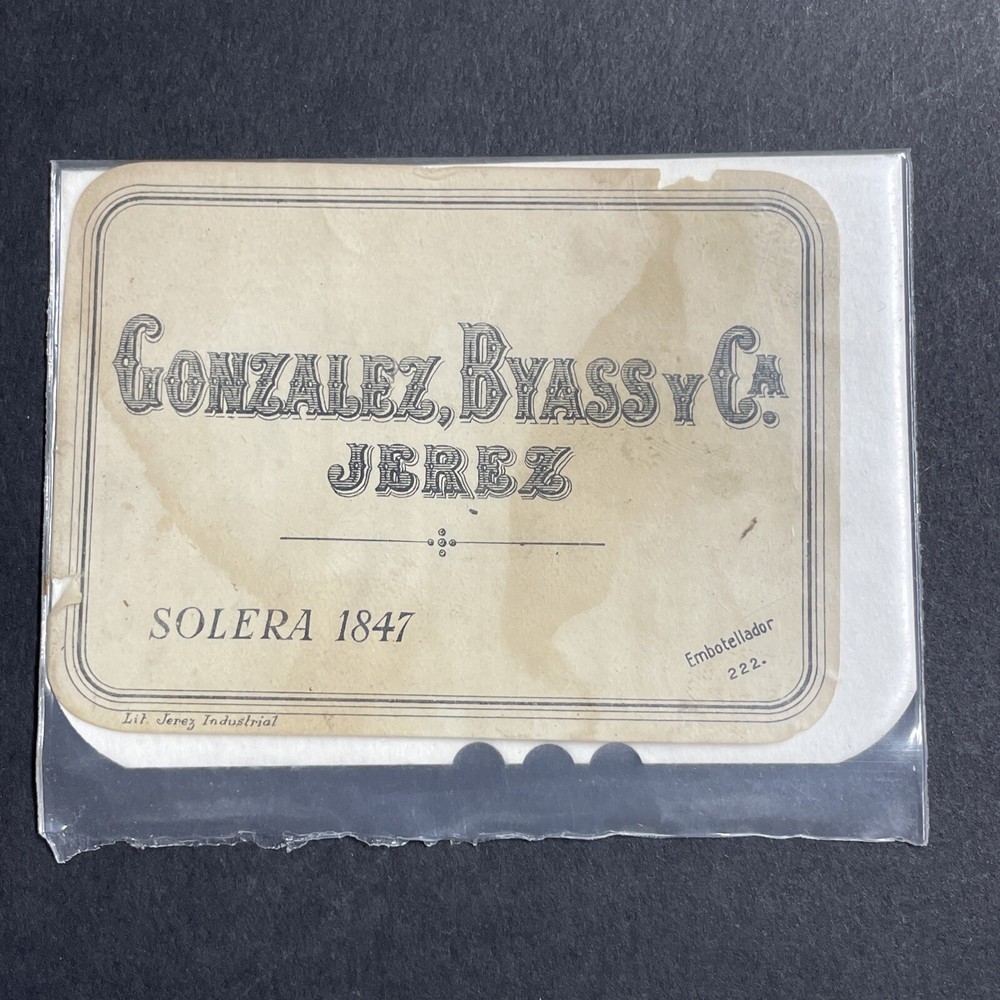 Vintage 1940s Gonzalez Byass Y Ca Jerez Solera 1847 UNUSED Paper Label Q1983