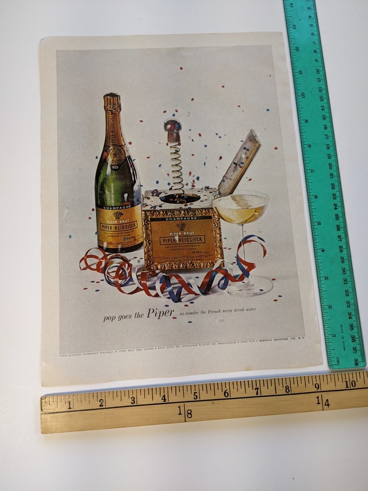 1-page Vintage Clipping – champagne cork pop photo Piper Heidsieck Print Ad 60&rsquo;s