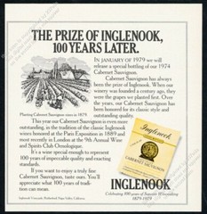 1978 Inglenook wine planting vines in 1879 art vintage print ad