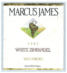 Vintage Marcus James White Zinfandel Vale Aurora California Wine Label S74E
