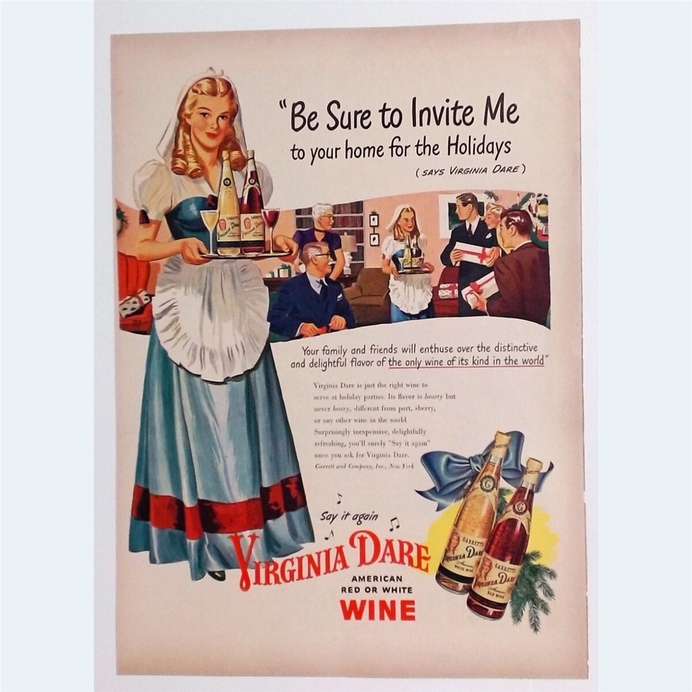 Vintage 1946 Ad Garrett&rsquo;s Virginia Dare Wine & Heublein&rsquo;s Club Cocktails