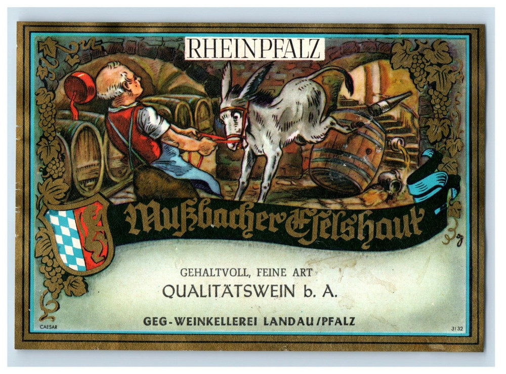 1960&rsquo;s-80&rsquo;s Mukbacher Cseshaul Gehaltvoll German Wine Label S72E