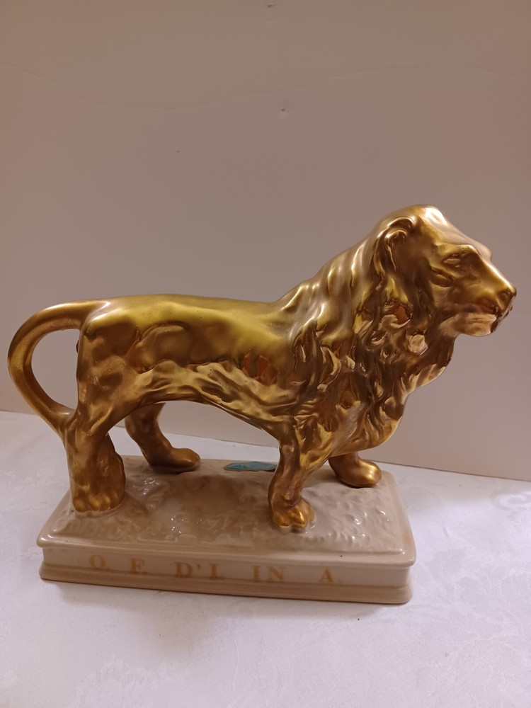 Vintage BARSOTTINI GOLD LION Statue Figurine 1970 Limited Edition Wine Decanter