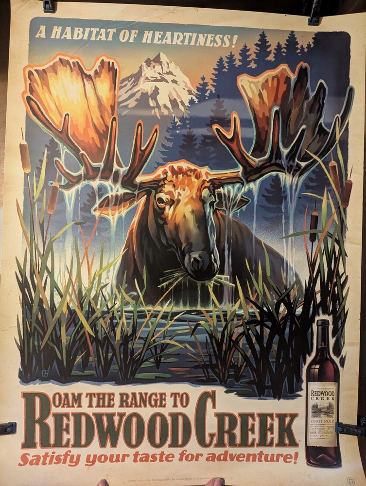 Rare Redwood Creek 18&Prime; x 24&Prime; Wine Art Advertising Poster Roam the Range