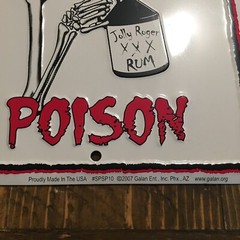 Metal Tin Bar Sign Skeleton Name Your Poison Jolly Roger Rum Made In USA