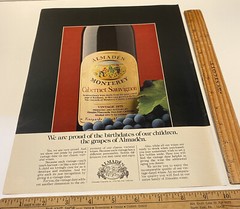 Vintage Print Ad Almaden Monterey Cabernet Sauvignon Bottle Wine 1970s Ephemera