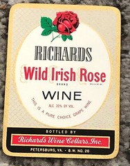 Wine Label Wild Irish Rose Richards Vintage Original Embossed 1930s NOS Old