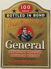 Rare Vintage Embossed General Kentucky Bourbon Whiskey Label, Louisville 1930s